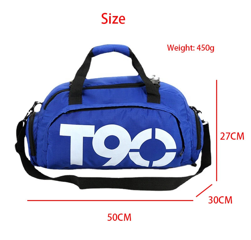 T90 Gym Backpack Women Fitness Travel Boston Trip Luggage Handbag Sports Shoe Shoulder Duffle Weekend Big Cross Tote Bag for Man